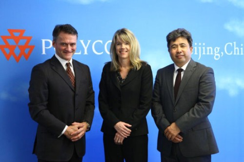 Polycom��̫�^(q��)�����ձȺ����������ޅ^(q��)����Hansjoerg Wagner (��һ)��Polycomȫ���N�ۈ�(zh��)�и�����Tracey Newell(����)��Polycom�Ї��^(q��)����(j��ng)�����(��һ)